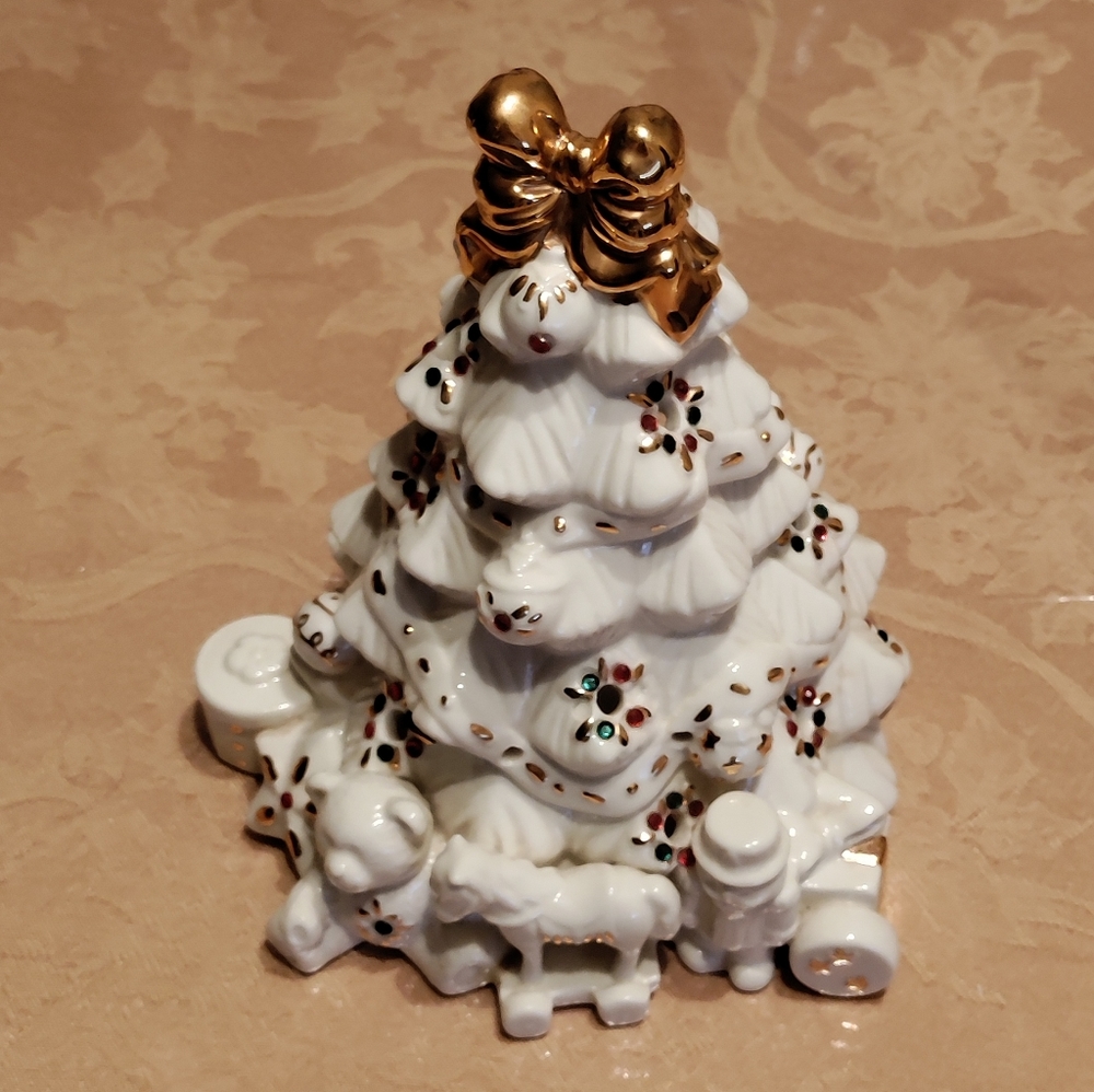 Porcelain Christmas Tree Votive figurine approx 8 1/4" tall